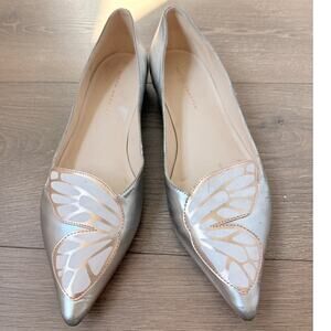 Sophia Webster Butterfly Flats Patent Leather Silver Point Toe Size 39 Whimsical